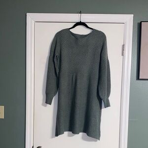 SheIn Green Scoop Neck Knitted Sweater Dress